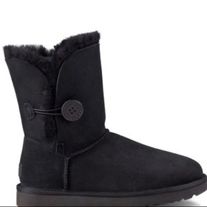 UGG Bailey Suede Button II Black Boots Size 7